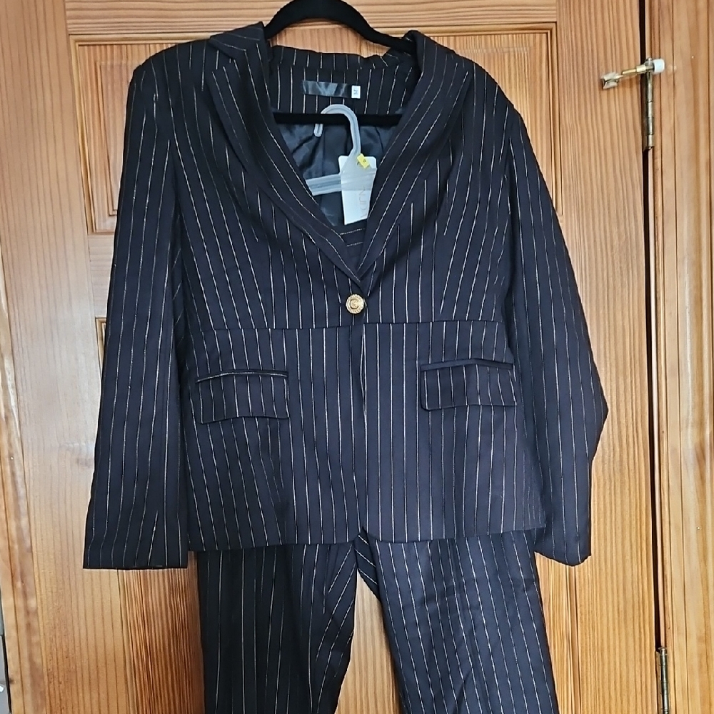 Classic Black Pinstripe Women's Suit